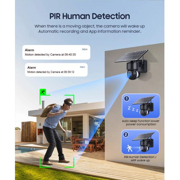 Объектив 12X камеры слежения 4G PTZ IP 6MP HD солнечный двойной сигналит черный цвет