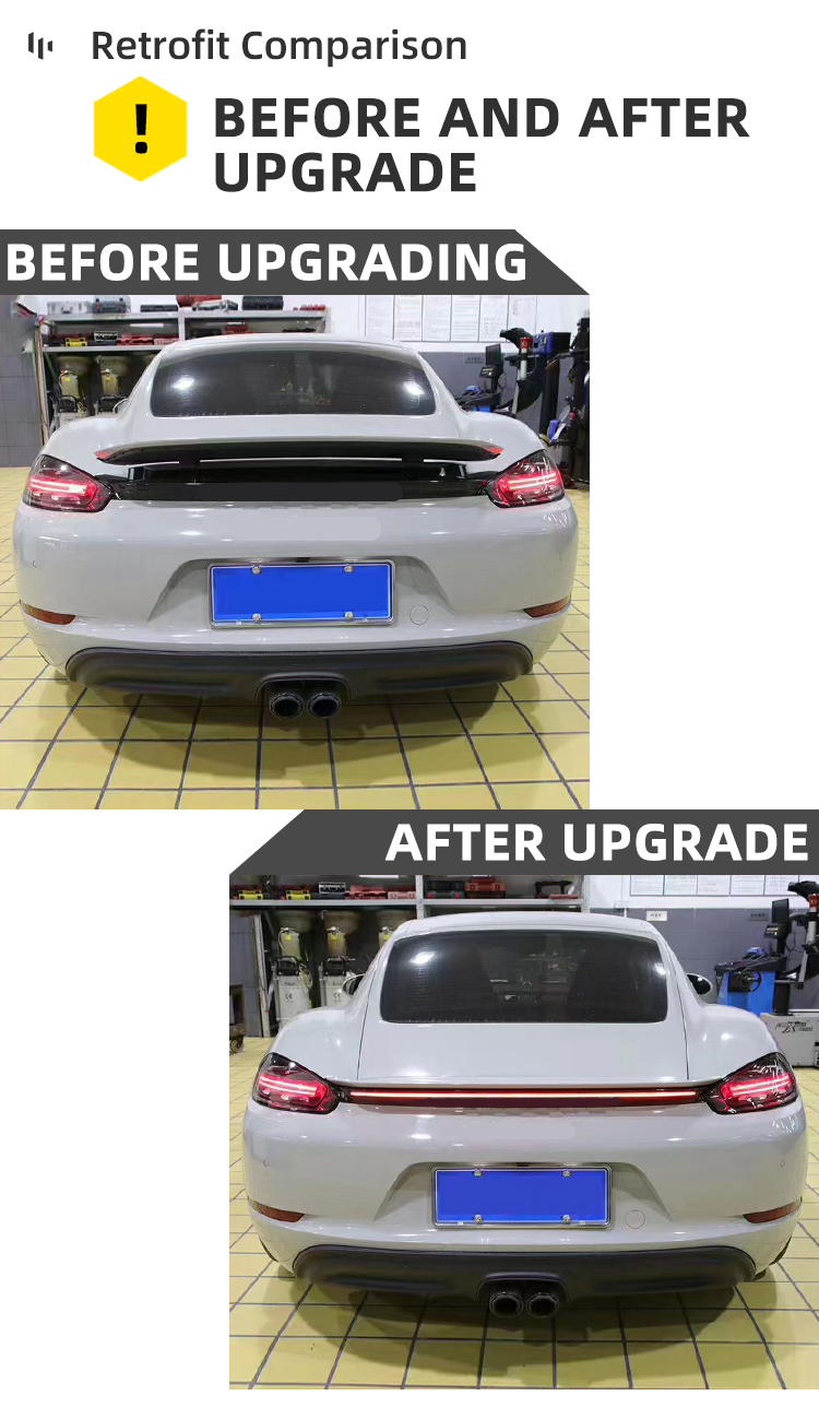 Porsche Cayman Boxster 718 Tail Light Upgrade Rear Light Assembly Modified Taillights 2016-2023 Tail Lamp