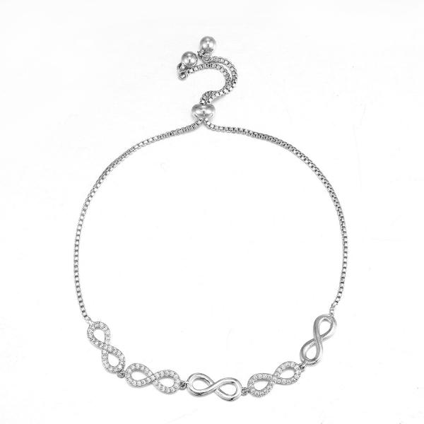 Стерлинговый серебряный браслет диаманта пасьянса камня браслета 2.4mm Bolo CZ круглый