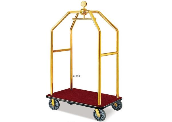 Chrome de aço inoxidável/trole da bagagem do hotel do revestimento/carro de bronze bagagem do rolamento