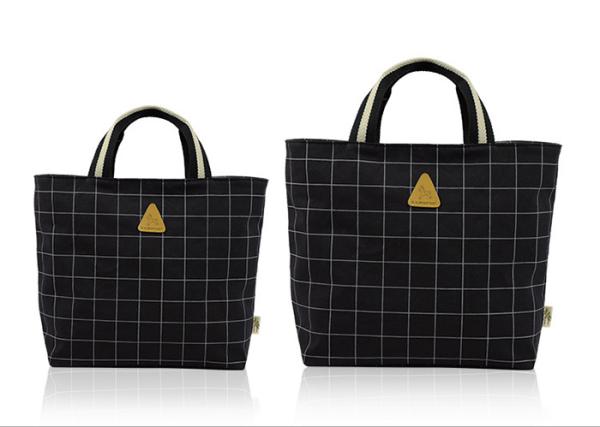 Solid Color Ladies Canvas Bags , Womens Canvas Handbags With Stripe Handle