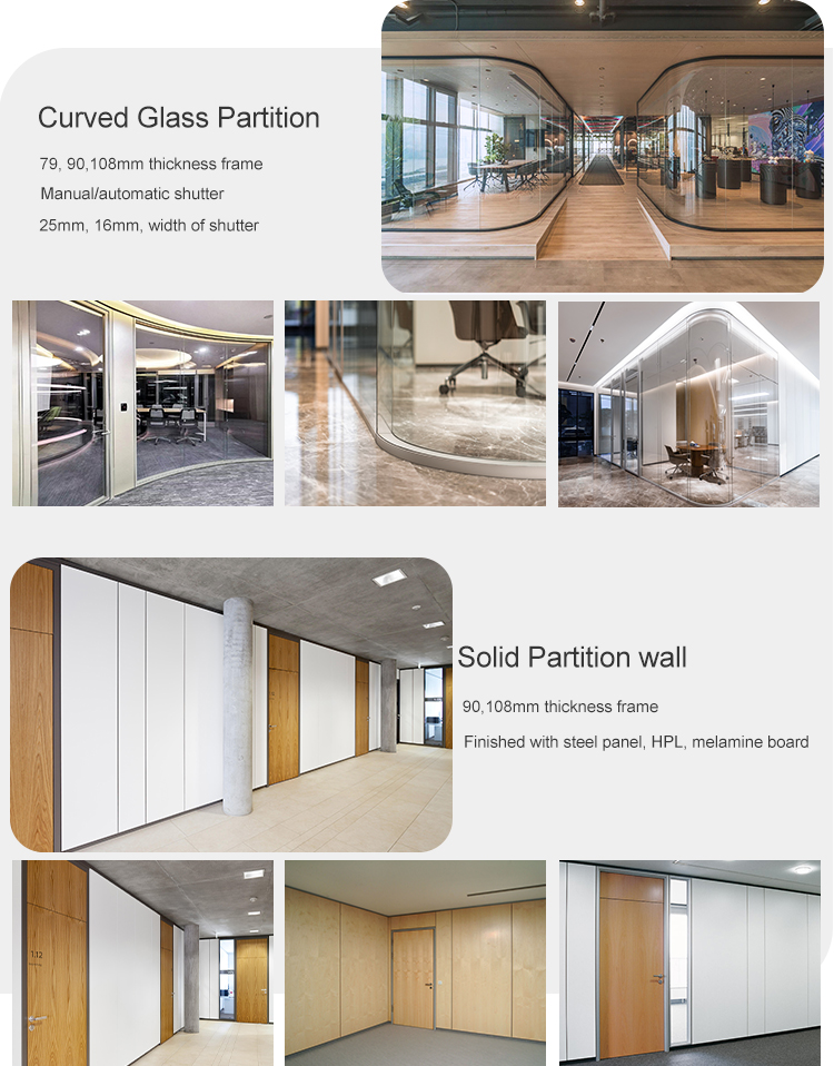 OEM Office 10mm Tempered Gass Wall Wooden Panel Partition Glass Partition for Conference Cubicles