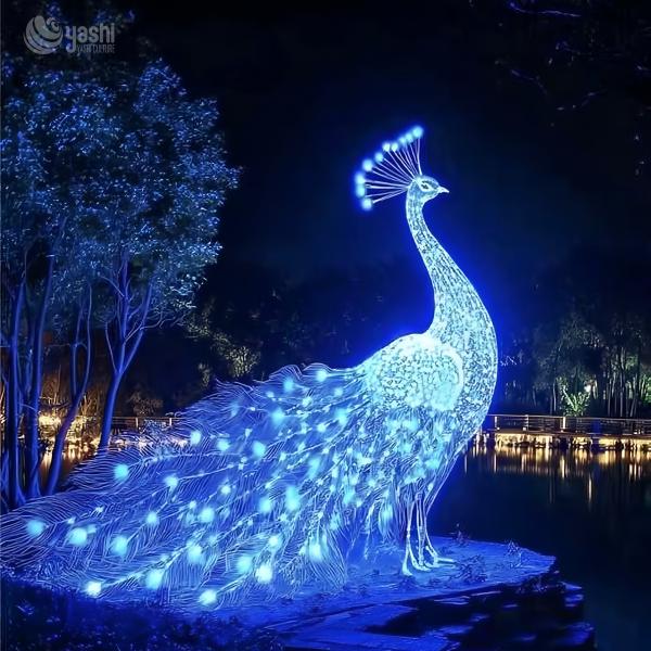 Lifelike Peacock Sculpture Lighting for Zoo and Park Decorations