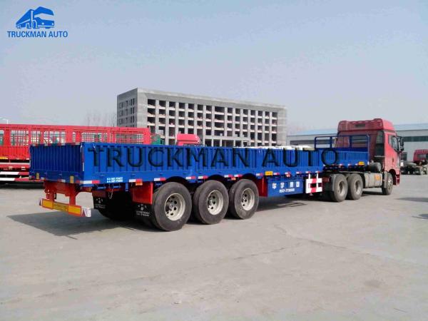60-80 Tons Side Wall Semi Tractor Trailer  3 Fuwa Axles For Container And Bulk Cargo