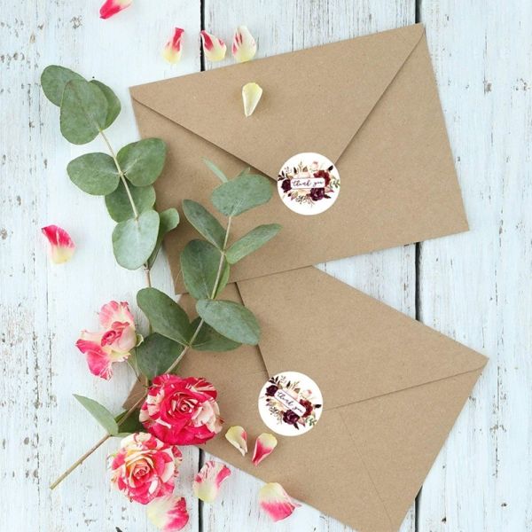 OEM Polyester Flower Wedding Thank You Stickers Bridal Shower Gift Tag