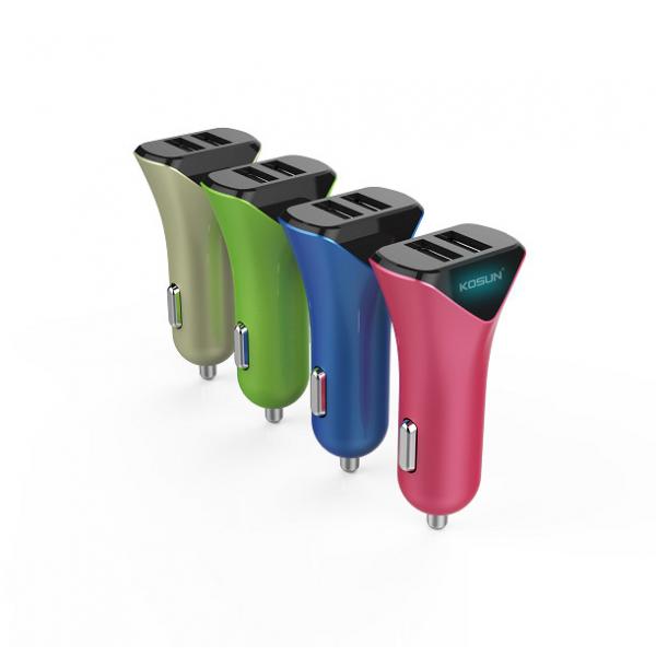2 Micro USB 2.4A Polychrome Dual Port Car Charger