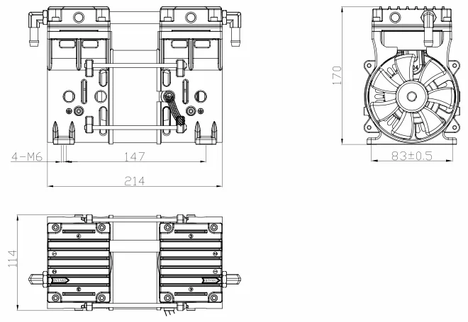 70LPM Small Oil Free Piston Vacuum Pump High Flow Rate Low Noise MVP-70V