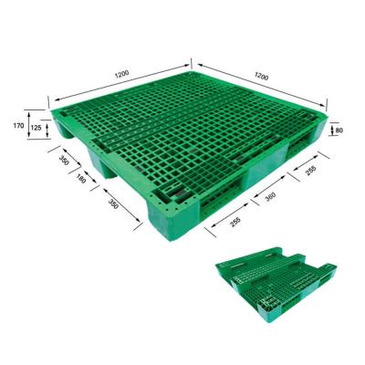 O armazém plástico resistente verde da pálete de 4 maneiras usa Nestable