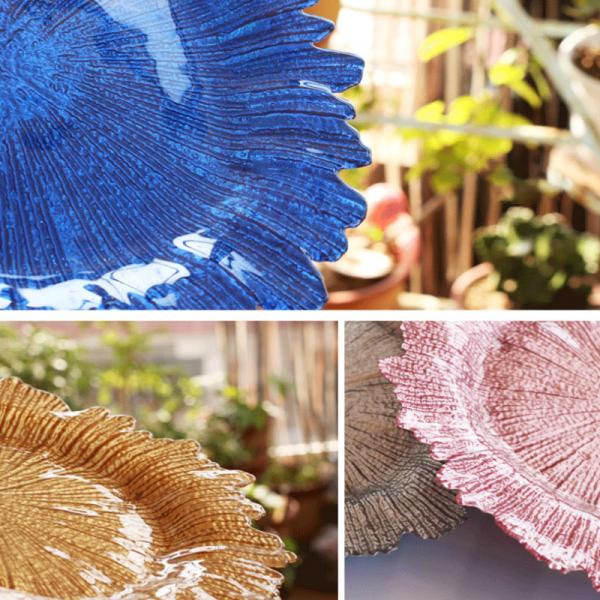 Colorful 33cm Diameter Sunflower Shaped Glass Fruit Bowl