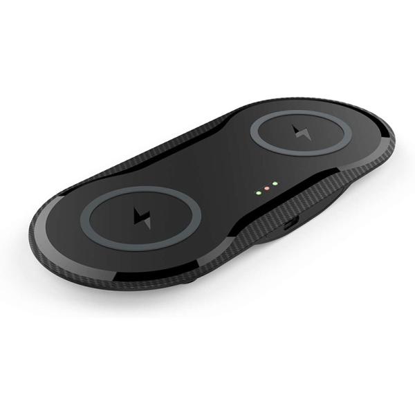 Dual Port Qi 10W Desktop Wireless Charger Pad For Iphone Airpods
