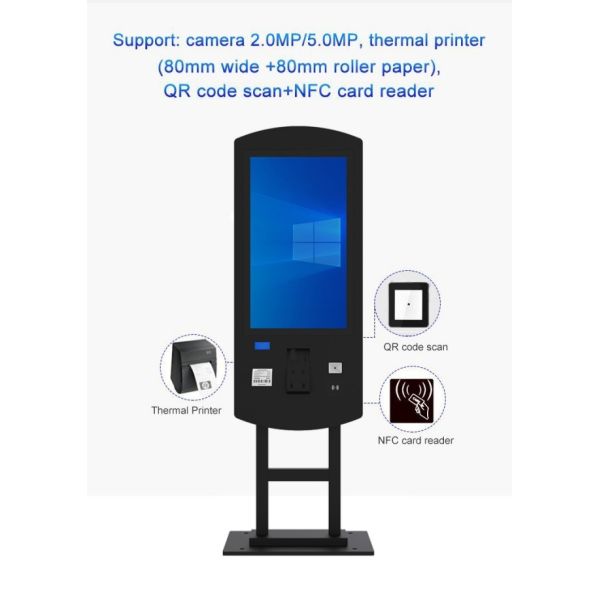 32 Inch Touch Screen Interactive Food Ordering Kiosk with Payment System Wireless Network LCD Screen