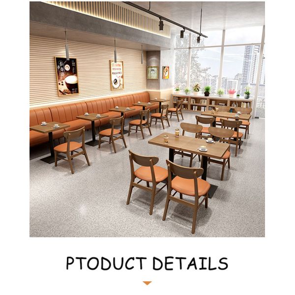 Foshan Factory Restaurant Table and Chairs Commercial Coffee Table With Chair Solid Wood Booth Sofa Seating for Restaurant