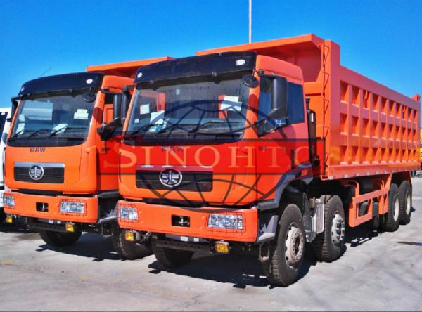 40 Ton Heavy Duty Dump Truck , 8x4 FAW Tipper Trucks LHD / RHD Power Assistant Steering