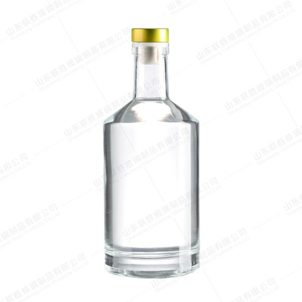 Material del cuerpo Vidrio Botella vacía redonda para vino Gin Ron Brandy Vodka Liquor 750ml 500ml