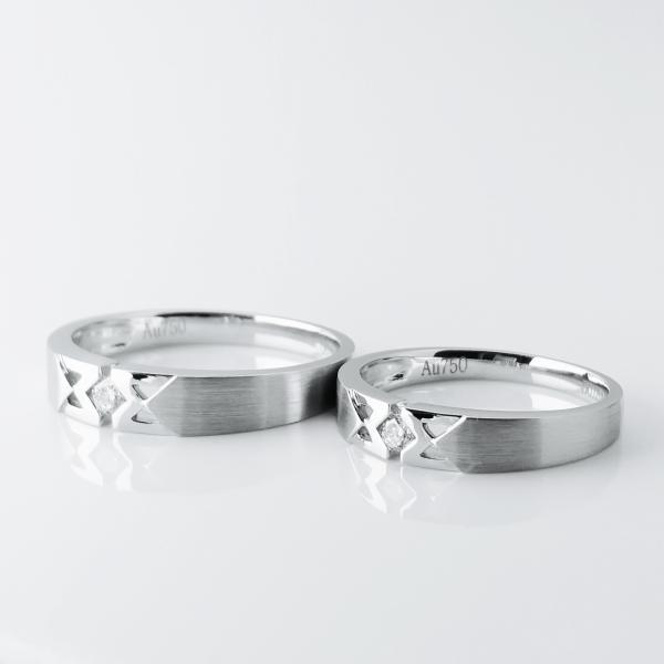 Diamond Symmetrical Triangle 0.078ct His And Her Rings Set