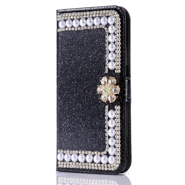 Luxury  Diamonds Cover Leather Wallet Case With Card Slot Bling Phone Case For iPhone X
