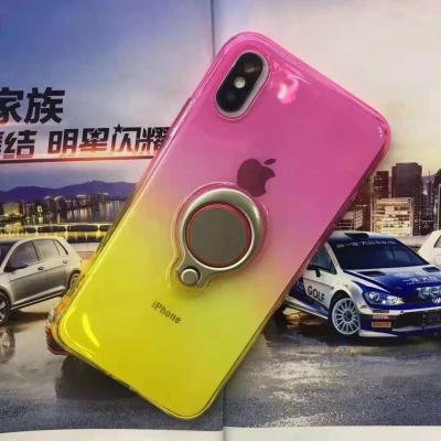 Double Color Gradient Ring Magnetic Car Mount Holder Soft TPU Case Back Cover For IphoneXS IphoneXR IphoneXS MAX Iphone8