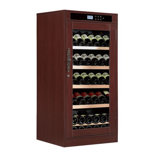 Freestanding Wood Wine Cooler Cabinet with Thermoelectric Cooling UV-Protective Glass Door and Removable Wooden Shelves
