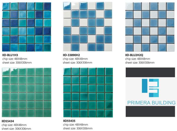 303x303mm Crack Glazed Swimming Pool Mosaic Tiles Alkali Proof