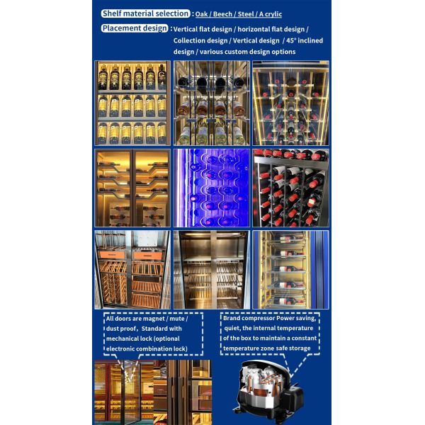 Custom Stainless Steel Wine Cellar Freestanding Luxury Wine Cellar High Capacity