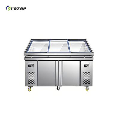 Supermarket Fish Display Freezer Durable Display Chest Freezer Easy Cleaning