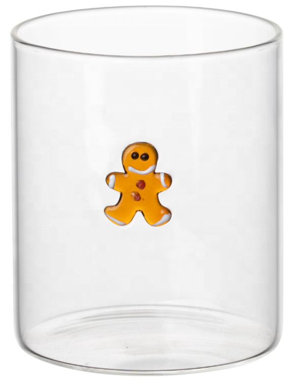 Christmas Gift Cute Borosilicate Glass Mug Round Shape Drinking Glass Cup Multifunctional