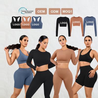 OEM/MOQ Accepted 2 Piece Yoga Suit Made of 88% Nylon 12% Spandex for Women's Gym Wear