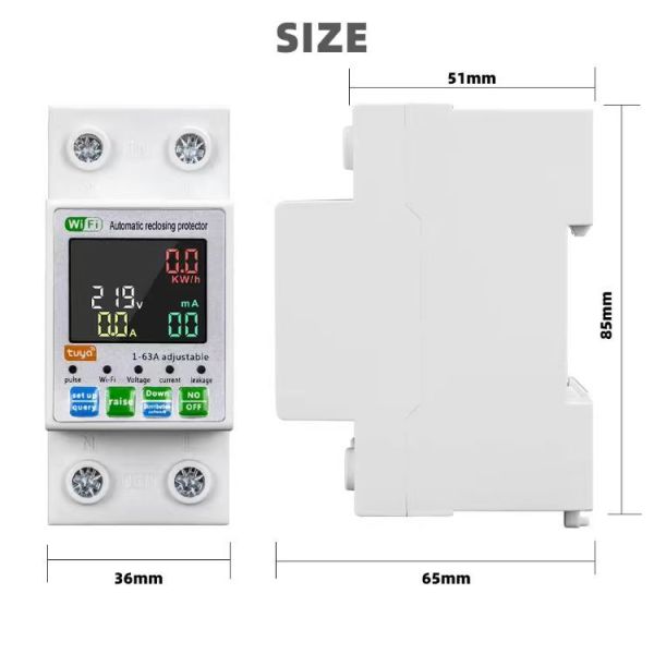 WiFi Reclosing Protector: 1-63A Adjustable, Energy Monitor, Voice/App