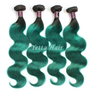 Duas extensões reais do cabelo de Ombre do tom, esverdeiam 14 - 24 cabelos do Virgin da polegada
