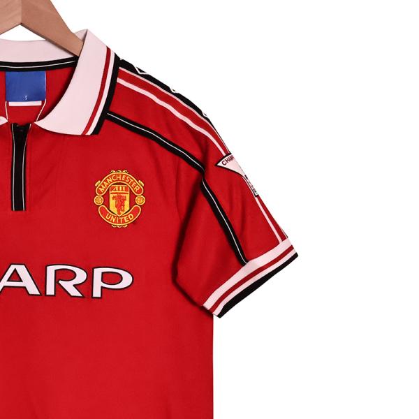 Manchester United 1998-1999 Season Home Jersey Replica Group Customization Exclusive