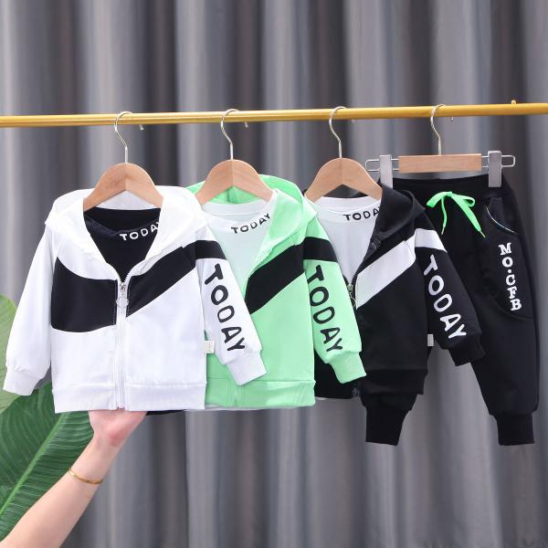 Children's Outfit Sets Toddler Baby Jacket Three Piece Handsome Clothes