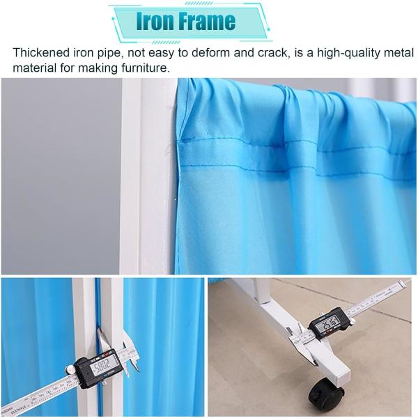 Medical Stainless Steel Movable Hospital Bedside Ward Screen4 Panel Folding Ward Screen With Wheels