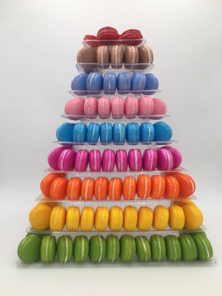 Bolha preta Macaron plástico de 9 séries que empacota o suporte conveniente da torre de Macarons