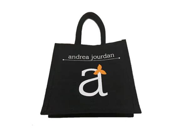 Black Recycle Eco Fabric Custom Tote Bag 26*26cm Small Size Shopping Bag