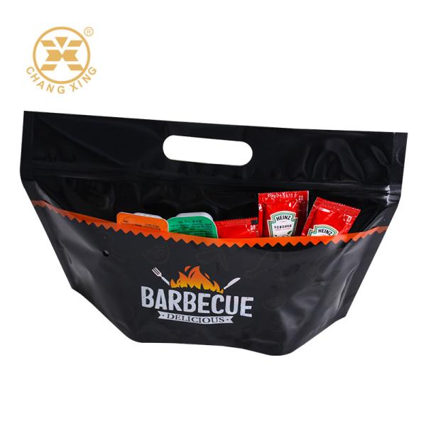 Emballage en plastique à fermeture à glissière imprimé sur mesure pour la rotisserie Grill chaud Poulet rôti et viande de charcuterie