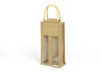 L'emballage de jute de bouteilles met en sac inodore lavable transparent de PVC de poignées en bambou