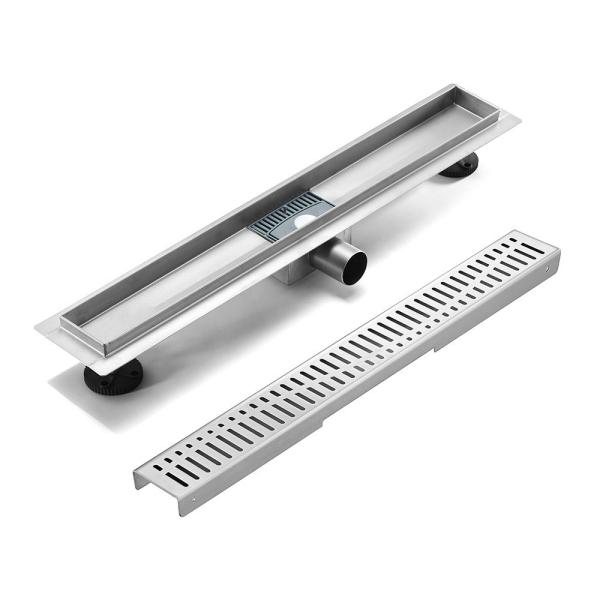 Hotel 70*400-70*1000mm Polished SS304 Linear Floor Drain with Side Outlet Customized