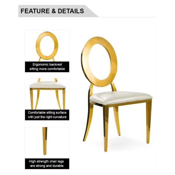 Sillas doradas con respaldo redondo de lujo para fiestas, eventos al aire libre e interior, bodas y banquetes, sillas de comedor con cojín y asiento para hoteles