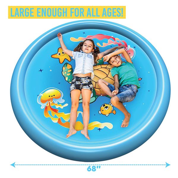 PVC turtle water spray pad, 69-inch water spray pad, ideal for summer games and outdoor activities