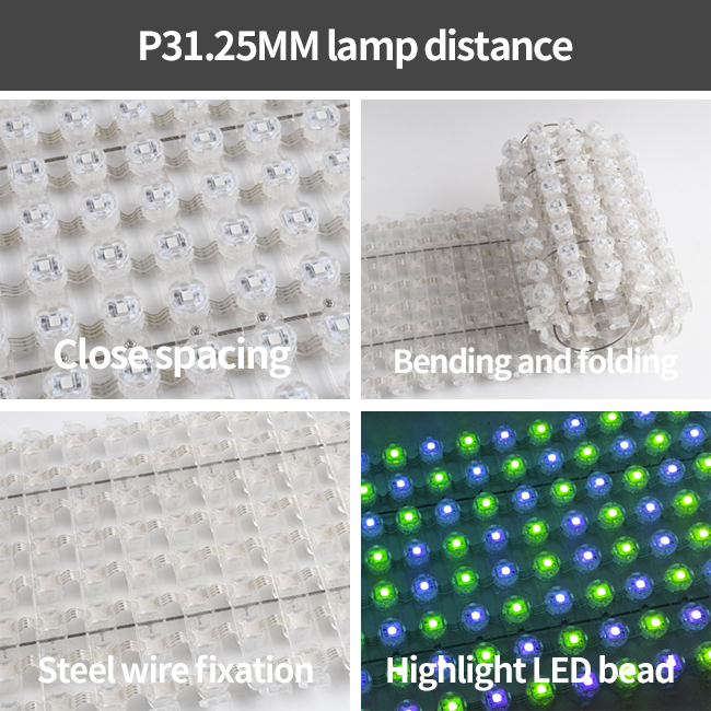 LED Mesh Display Screen P125 SMD3535 RGB DC12V IP67 Waterproof Sunlight Readable Full Color 