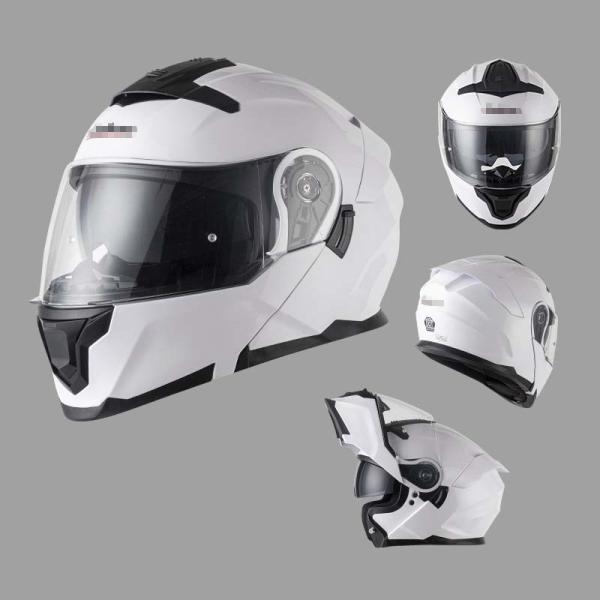 DOT certified flip up motorcycle helmet with double PC visor and EPS impact foam liner
