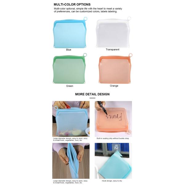 Еда силикона течебезопасной судомойки 56 Oz безопасная многоразовая кладет в мешки