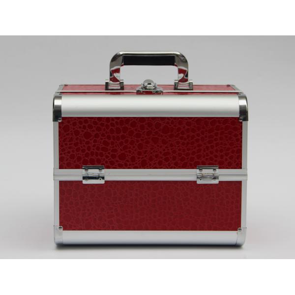 Случай PU алюминиевый косметический носит панель косметик и инструментов красную кожаную с одним замком
