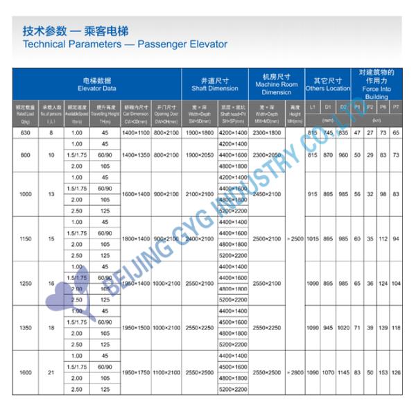 GERMAN ORIGIN GYG ELEVATOR TRACTION PASSENGER ELEVATORS LIFT