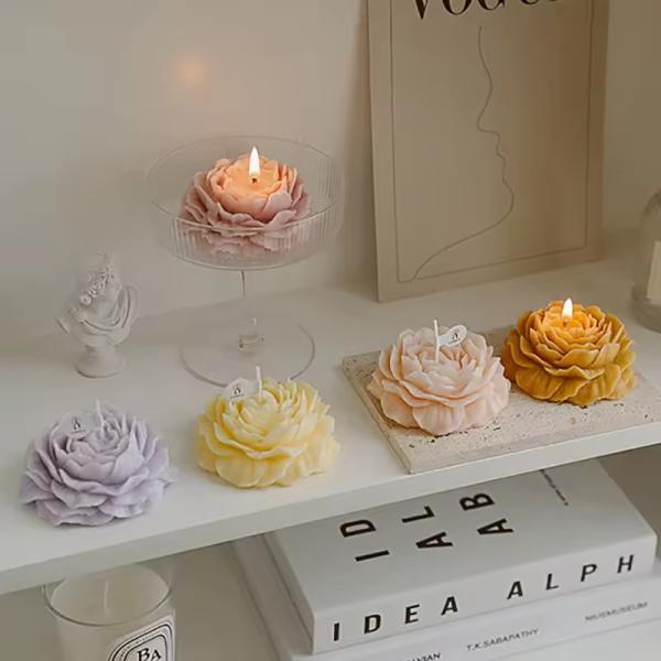 Handmade Creative Scented Candles Multi Color Peony Shaped Candle