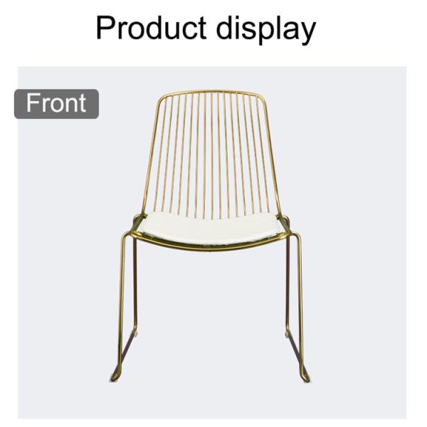 Nordic Metal Gold Black White Metal Chair Cafe Wire Chair Modern Restaurant Leisure Chair