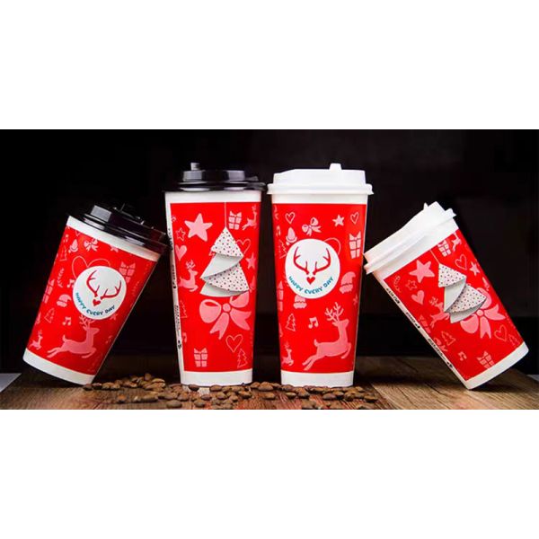 ODM 9oz Paper Disposable Christmas Cup For Drink Coffee Milk Tea
