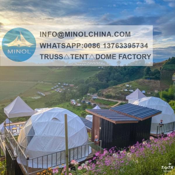 5m Height 6m Tempered Glass Glamping Dome Tent With Glass Door
