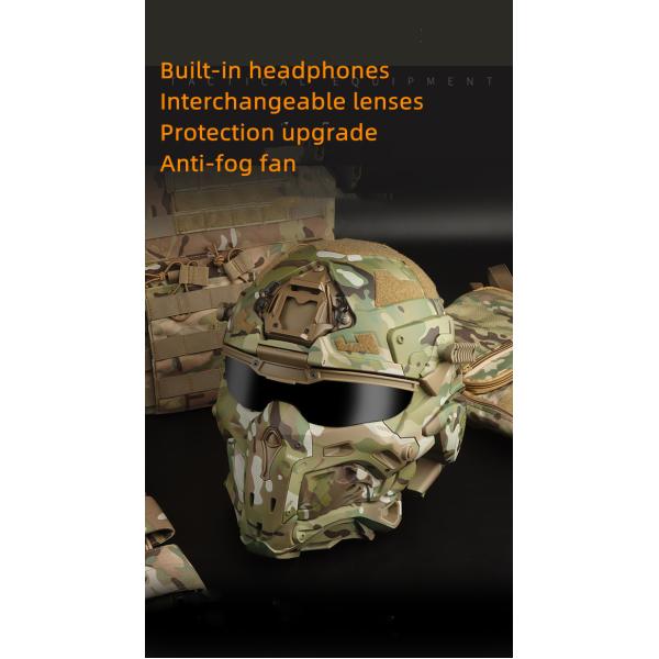 ABS Nylon Full Face Tactical Helmet For 52-62CM Head Circumference