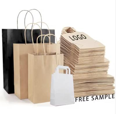 Twisted Handle Recyclable Kraft Paper Bag Custom Logo Printing White Black Brown Food Shopping Gift